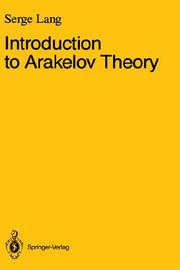 Cover of: Introduction to Arakelov theory | Serge Lang