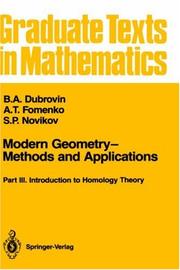 Cover of: Modern Geometry - Methods and Applications: Part 3 by B.A. Dubrovin, A.T. Fomenko, S.P. Novikov