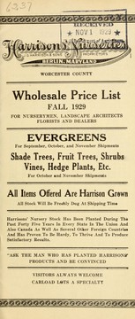 Cover of: Wholesale price list fall 1929 by Harrison's Nurseries (Berlin, Md.)
