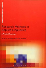 Cover of: Research Methods in Applied Linguistics by Brian Paltridge, Aek Phakiti