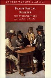 Cover of: Pensees and Other Writings (Oxford World's Classics)