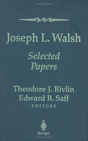 Cover of: Joseph L. Walsh: selected papers