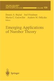 Cover of: Emerging Applications of Number Theory (The IMA Volumes in Mathematics and its Applications)