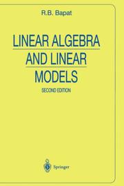 Cover of: Linear algebra and linear models