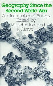 Cover of: Geography since the Second World War by edited by R.J. Johnston and P. Claval.