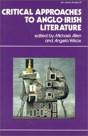 Cover of: Critical approaches to Anglo-Irish literature