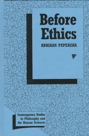 Cover of: Before ethics
