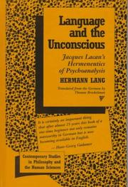 Cover of: Language and the unconscious: Lacan's Hermeneutics of psychoanalysis