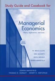Cover of: Study Guide and Casebook for Managerial Economics, Sixth Edition