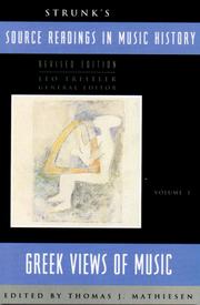 Cover of: Source Readings in Music History by Thomas J. Mathiesen