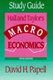 Cover of: Macroeconomics: Theory, Performance, and Policy, Fifth Ediition, Study Guide