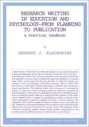Cover of: Research Writing in Education and Psychology--From Planning to Publication: A Practical Handbook