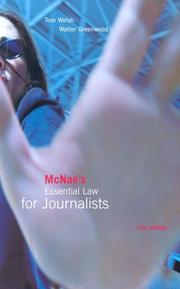 Cover of: McNae's essential law for journalists by Tom Welsh