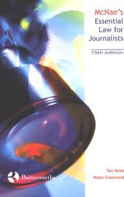 Cover of: McNae's essential law for journalists.