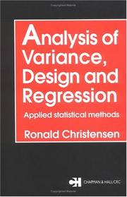 Cover of: Analysis of Variance, Design, and Regression: Applied Statistical Methods