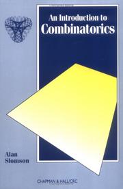 Cover of: Introduction to Combinatorics (Chapman and Hall Mathematics Series) by Alan Slomson