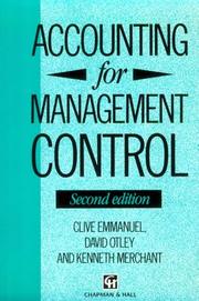 Cover of: Accounting for management control
