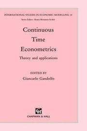 Cover of: Continuous-time econometrics: theory and applications