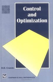 Cover of: Control and Optimization (Applied Mathematics and Mathematical Computation Series) by B.D. Craven