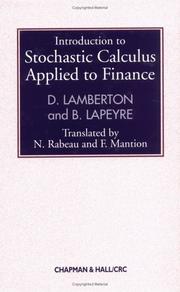 Cover of: Introduction to stochastic calculus applied to finance by Damien Lamberton
