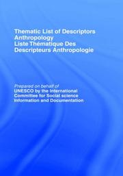 Cover of: Thematic list of descriptors--anthropology | 