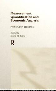 Cover of: Measurement, Quantification and Economic Analysis by Ingrid Rima