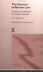Cover of: The sources of Roman law by O. F. Robinson