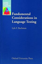 Cover of: Fundamental Considerations in Language Testing (Oxford Applied Linguistics) | Lyle F. Bachman