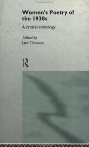 Cover of: Women's Poetry of the 1930s: A Critical Anthology