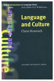 Cover of: Language and culture