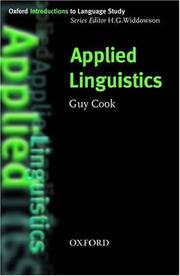 Cover of: Applied Linguistics (Oxford Introduction to Language Study) by Guy Cook