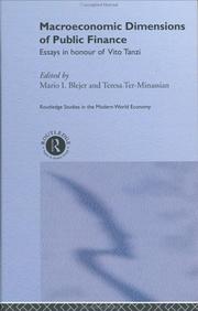 Cover of: Macroeconomic dimensions of public finance by edited by Mario I. Blejer and Teresa Ter-Minassian ; advisory board members, Richard M. Bird ... [et al.].