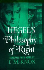 Cover of: Philosophy of Right (Galaxy Books) by Georg Wilhelm Friedrich Hegel