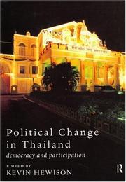 Cover of: Political change in Thailand: democracy and participation