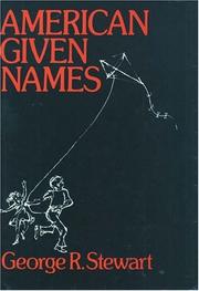 American given names by George Rippey Stewart