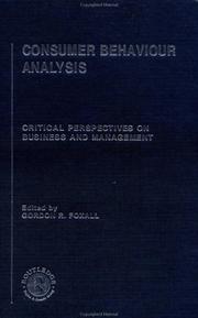 Cover of: Consumer Behaviour Analysis (Critical Perspectives on Business and Management)