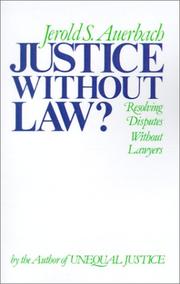 Cover of: Justice without Law?