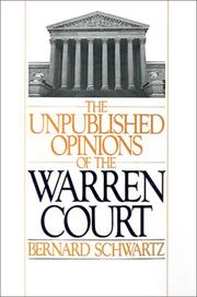 Cover of: The Unpublished opinions of the Warren court