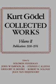 Cover of: Collected Works: Volume II: Publications 1938-1974 (Godel, Kurt//Collected Works)