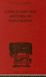Cover of: Ethics and the History of Philosophy by C.D. Broad