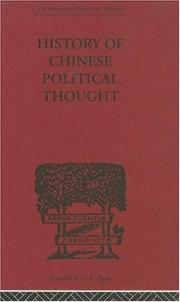 Cover of: History of Chinese Political Thought by Liang Chi-Chao