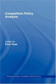 Cover of: Competition policy analysis