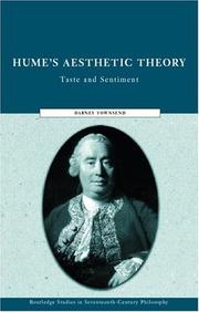 Cover of: Hume's Aesthetic Theory: Taste and Sentiment (Routledge Studies in Eighteenth Century Philosophy, 2)