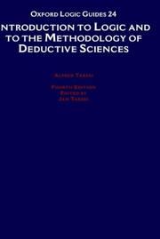 Cover of: Introduction to logic and to the methodology of the deductive sciences by Tarski, Alfred.