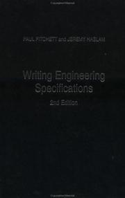 Cover of: Writing Engineering Specifications by Paul Fitchett