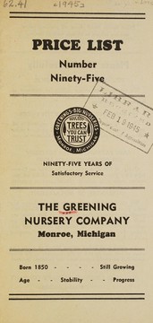 Cover of: Price list Number Ninety-five by Greening Nursery Company