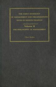 Cover of: The Philosophy of Management by Oliver Sheldon
