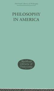 Cover of: Philosophy in America (Muirhead Library of Philosophy)
