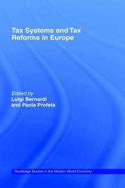 Cover of: Tax systems and tax reforms in Europe