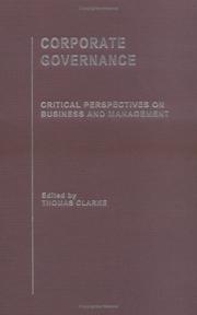 Cover of: Corporate Governance: Critical Perspectives on Business and Management